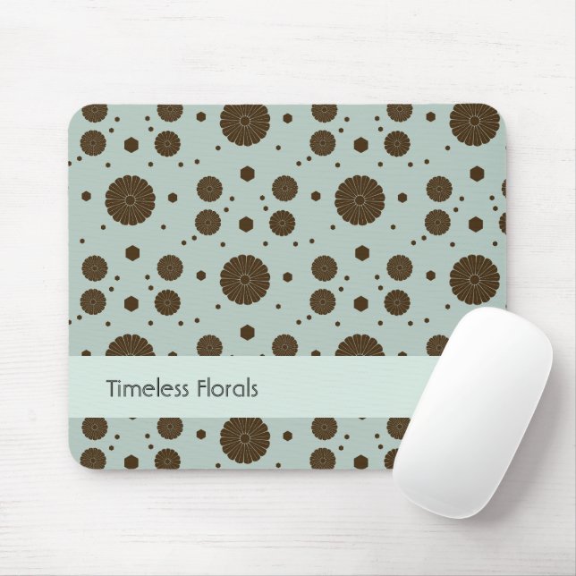 Dark Brown Micro Floral Sage Green Mouse Pad (With Mouse)