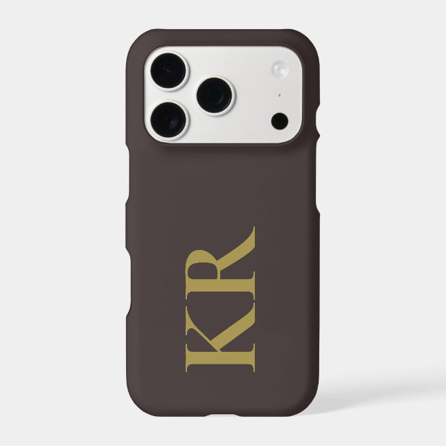 Dark Brown Monogram Gold Initials Minimalist Men  (Back)
