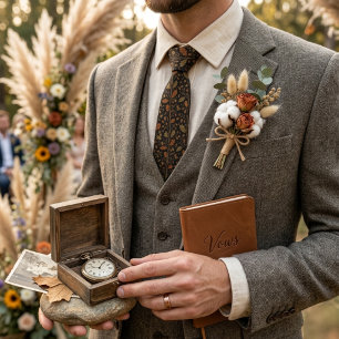 Dark Brown Oak Leaf Damask Tie