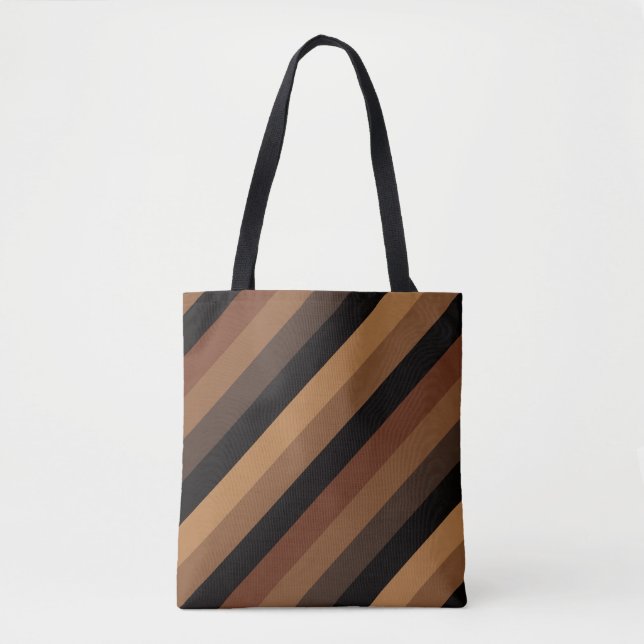 Dark Brown Oblique Stripes Modern Elegant Tote Bag (Front)