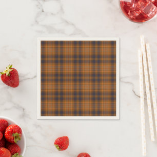 Dark brown   orange plaid tartan napkin
