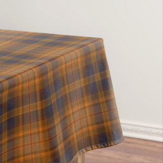 Dark brown orange tartan plaid tablecloth