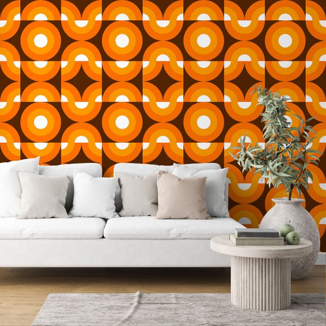 Dark Brown Orange Yellow Round Circles Art Pattern Wallpaper (Creator Uploaded)