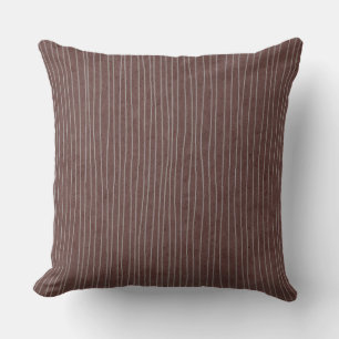 Dark Brown Pale Stripes Throw Pillow