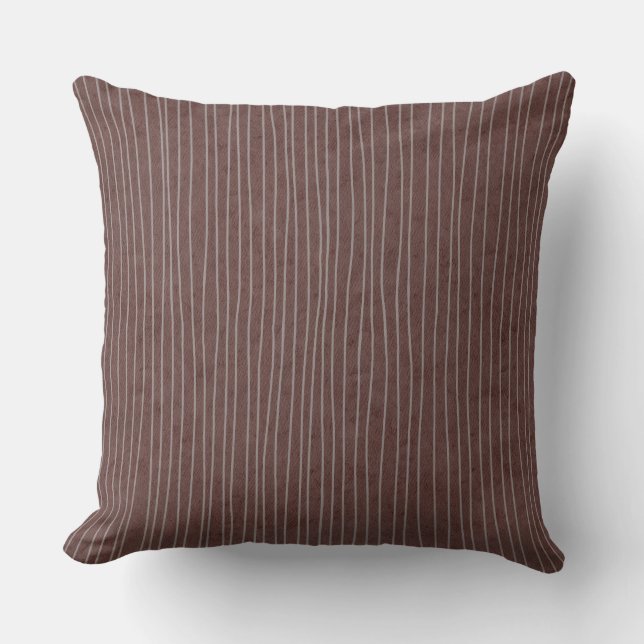 Dark Brown Pale Stripes Throw Pillow (Front)