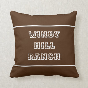 Dark Brown Personalised Farm or Ranch Throw Pillow