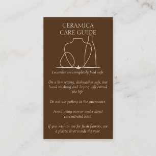 Dark Brown Pottery Vase Ceramic Clay Instructions Business Card