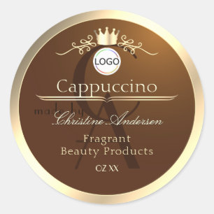 Dark Brown Product Label Gold Frame Logo Monogram