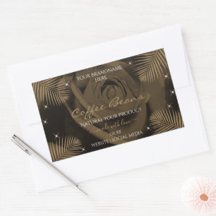 Dark Brown Rose Flower Palm Leaves Product Labels