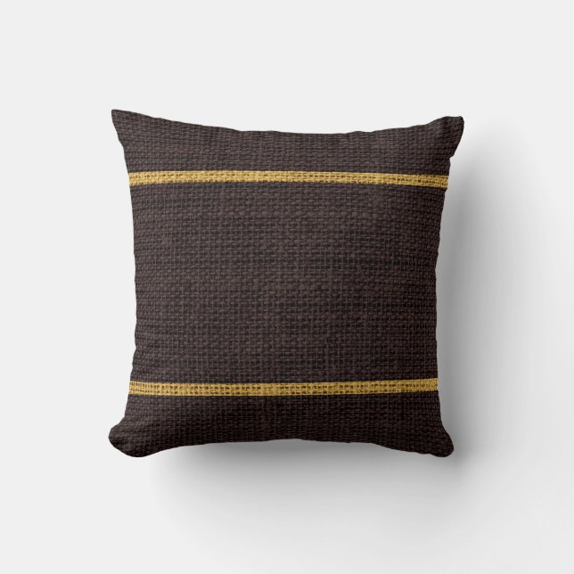 Dark Brown Rustic Burlap Jute Background Cushion (Front)