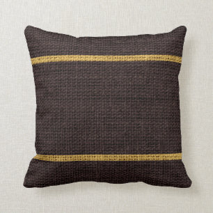 Dark Brown Rustic Burlap Jute Background Cushion