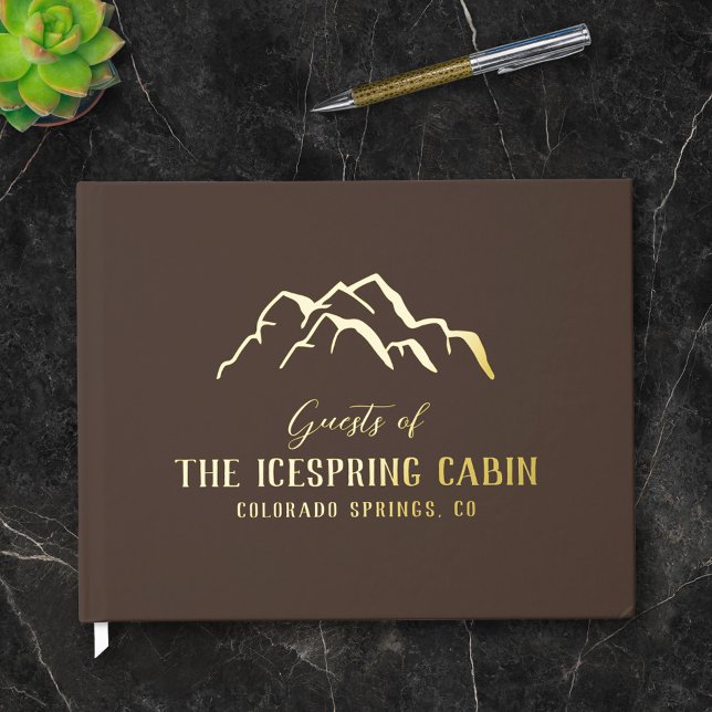 Dark Brown Rustic Mountain Tops Cabin Guest Book (Creator Uploaded)