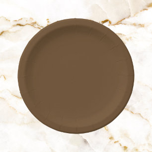 Dark Brown Solid Colour Paper Plate