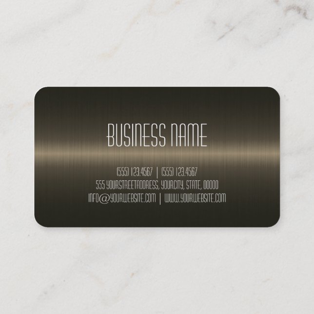 Dark Brown Stainless Steel Metal Look Business Card (Back)
