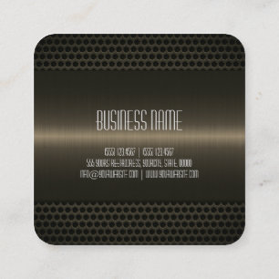 Dark Brown Stainless Steel Metal Look Square Business Card