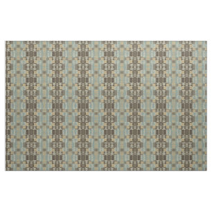 Dark Brown Taupe Beige Seafoam Green Ethnic Look Fabric
