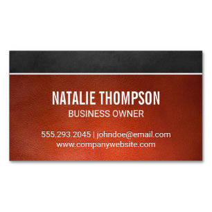 Dark Brown Texture Orange Leather Background Magnetic Business Card