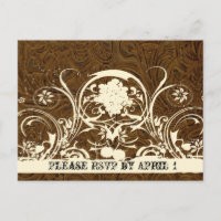 Dark Brown Tooled Leather RSVP
