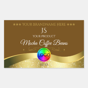 Dark Brown Wavy Gold Logo Monogram Product Label