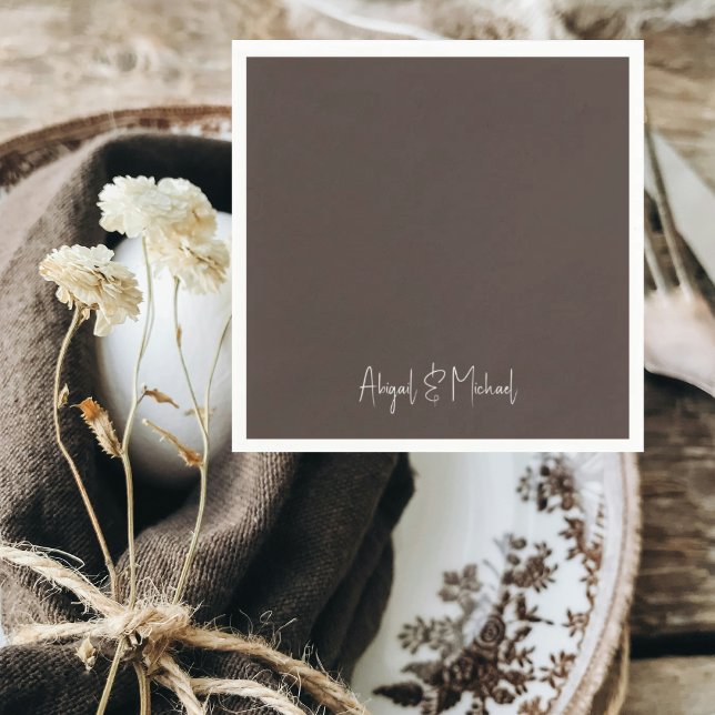 Dark Brown Wedding Cocktail Napkin (Creator Uploaded)