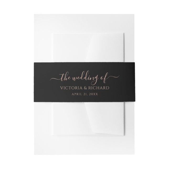 Dark Brown Wedding Invitation Belly Band (Front Example)