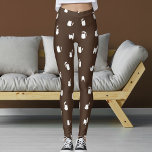 Dark Brown White Animals Pets Kittens Cats Pattern Leggings<br><div class="desc">Show your love for cats with this dark brown and white kitten pattern leggings. Playful white cats pop against the rich background,  creating stylish athleisure perfect for yoga,  workouts,  running,  or everyday wear. You can personalize the design with your own pattern.</div>