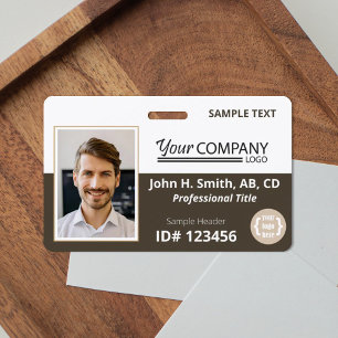 Dark Brown White Logo Entry Employee Photo ID Badge