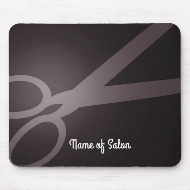 Dark Brown White Scissors Hair Salon Mouse Pad (Front)