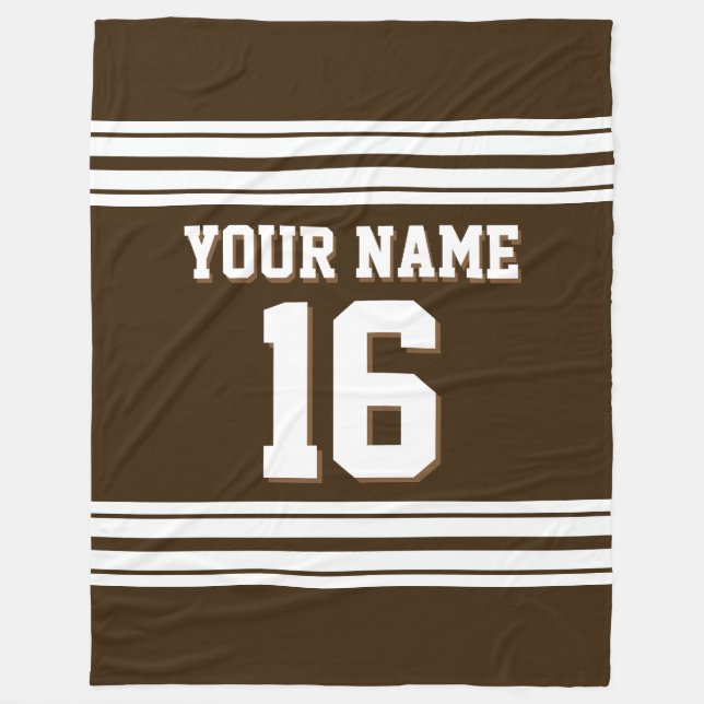 Dark Brown White Sports Jersey Fleece Blanket (Front)
