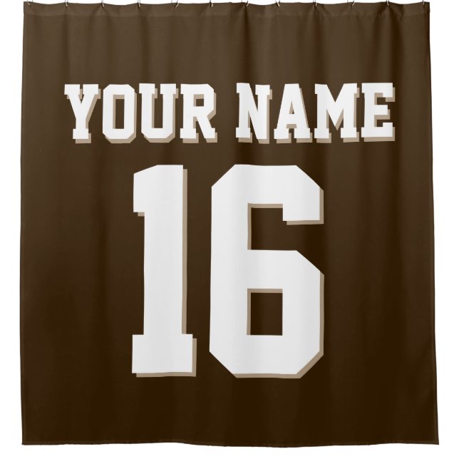 Dark Brown White Sports Jersey Team Jersey Shower Curtain (Front)