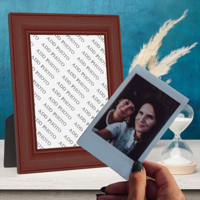 Dark Brown Wood Frame Image Add Your Photo Plaque (Creator Uploaded)