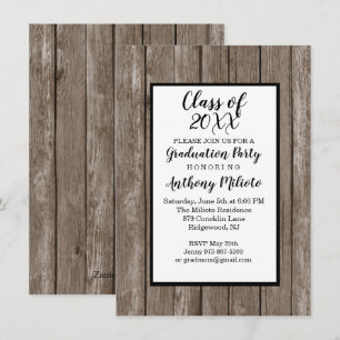 Dark Brown Wood Grain Graduation Invitation