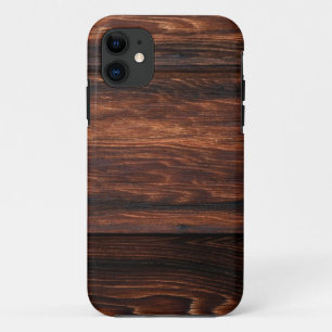 Dark Brown Wood Panels Printed iPhone 11 Case