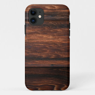Dark Brown Wood Panels Printed iPhone 11 Case