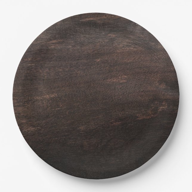 Dark Brown Wood Paper Plate (Front)
