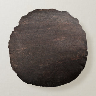 Dark Brown Wood Round Pillow