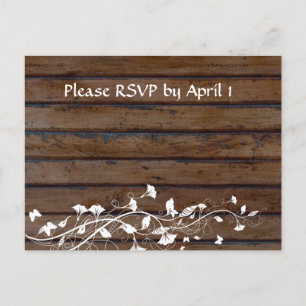 Dark Brown Wood RSVP Invitation Postcard