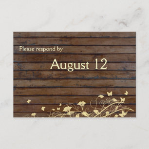 Dark Brown Wood rsvp with envelopes Card