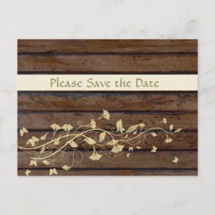 Dark Brown Wood Save the Date Announcement Postcard