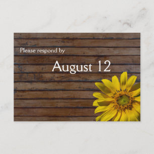 Dark Brown Wood Sunflower rsvp with envelopes Card