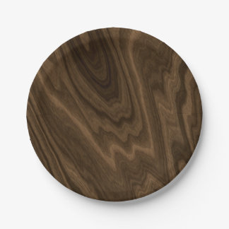 Dark Brown Wood Texture Paper Plate