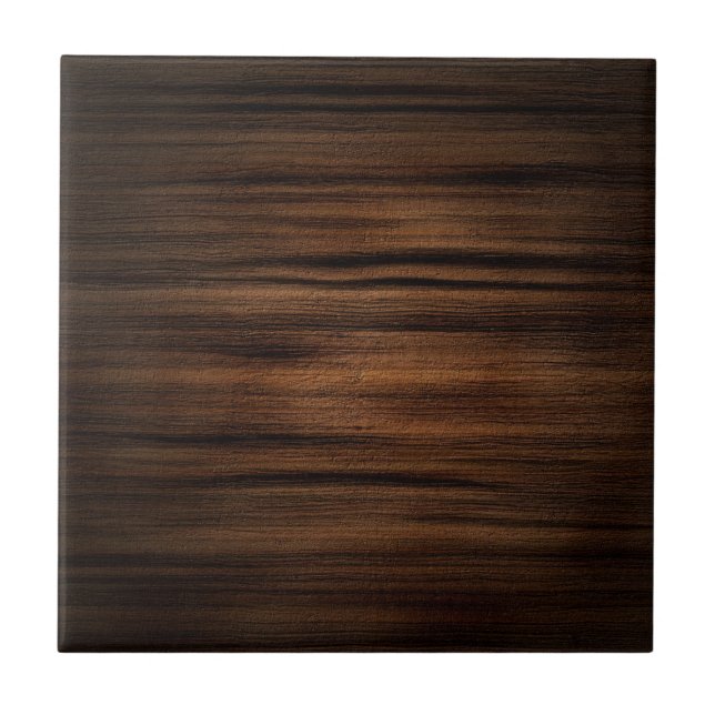 Dark Brown Wood Texture Pattern Ceramic Tile (Front)