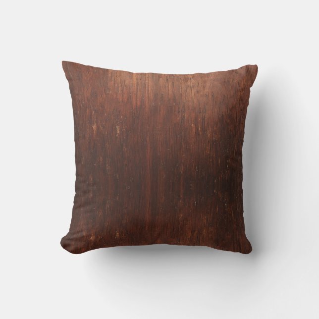 Dark Brown Wood Texture Throw Pillow (Front)