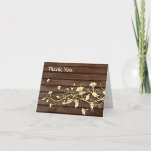 Dark Brown Wood Thank You Card