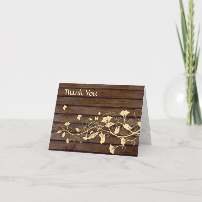 Dark Brown Wood Thank You Card (Front)