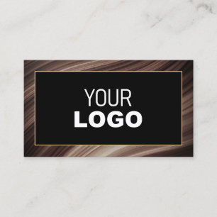 Dark Brown Wooden Wood Style Frame Logo Template Business Card