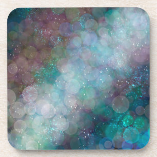 Dark Bubbles Black, Grey Blue Abstract Coaster