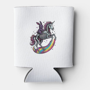 Dark Bunny Riding Skeleton Unicorn Vintage Engravi Can Cooler