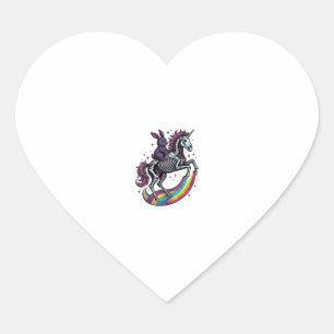 Dark Bunny Riding Skeleton Unicorn Vintage Engravi Heart Sticker