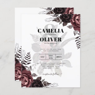 Dark Burgundy Black Roses Wedding Fall Winter